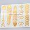 Wholesale waterproof mixed gold and silver temporary metallic body tattoo sticker foil face tattoo sticker