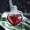 SCI116 big red garnet heart locket necklace