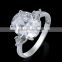 Fashion jewelry 18k white gold plated Bridal wedding ring 925 sterling silver big gemstone ring