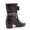PVC black rain shoes, fashionable glossy and light and safety and comfortable rain shoes