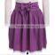 Fashion White Patchwork Purple Draped Lace Bow Boat Neck Long Sleeve Dress