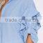 latest design women shirt puff sleeve adult ruffle raglan shirt