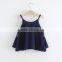 2017 kids summer clothing girls cotton double layer shirt with paghetti strap