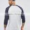 Design your own summer 3/4 raglan sleeve sports t-shirt from China reliable garment factory trade assurance