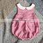 Summer mix pink and white girl jumpsuit High quality little girl model top 100 Striped lovely collar baby romper