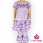 2017 Summer Teen Girl Plain Purple Color Short Sleevele Ruffle Bottom Design Baby Boutique Clothing Sets