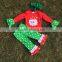 Fashion Christmas Grils Otufits Baby Kids Wear Santa Red Top Kids Green White Dot Pants With Mtaching Headband Set