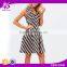 2016 Guangzhou Shandao Factory Hot Summer Stripe Sleeveless V-neck Pleated A Line Dress For Mature Woman