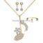 Music Note Bride Wedding Jewelry Set Crystal Women Necklace Earrings