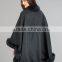 Large Cashmere Cape with Fox Fur Trim - Black