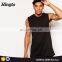 2016 fashion men all black 100% cotton longline sleeveless tshirts wholesale blank tee shirts china