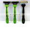 Latest hot selling disposable hair removing rubber handle shaver safety triple shaver