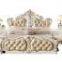 Hot sell Antique hand carved headboard luxury European style bedroom furniture classical leather bed
