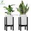 Natural Bamboo Plant Stand Planter Holder Painted Black Indoor Outdoor with Flower Pot Coaster Adjustable Width 8-12 Inches