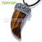 Topearl Jewelry Tiger Eye Horn Men Pendant Rhinestones Clay Pave SPW02
