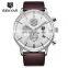 BENYAR 2720K Men Business Luxury Brand Quartz Watches 3 Eyes Date Display Chronograph Leather Wristwatch