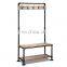 Industrial Pipe Clothing Rack Pine Wood Shelving Shoes Rack Cloth Hanger Pipe Shelf