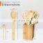 Organic bamboo wooden kitchen cooking tools spoons spatulas utensils set with holder