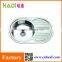 Round Single Bwol Stainless Steel Sink With Drain Board HD7750