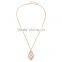 Retro Baroque Fashion Hollow Out Drop Shape Gold Long Thin Chain Pearl Necklace