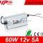 Guangzhou manufacturer high efficiency rainproof series constant voltage single output 60w power supply 12 volt 5 amps