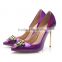Four colors high heel wedding dress heels shoes with metal ornament beautiful face mask shoes