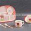 5pcs pink butterfly decal bamboo fibre kids dinner set