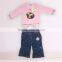 Fashion Designed for Children Suit with cotton T-shirt and Jeans for girls clothing