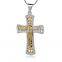 2016 New Hollow Out Stainless Steel 18K Gold Plated Jesus Cross High Polished Charm Pendant Retro Classic Catholic Necklace