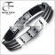 Men Wristband Fashion Cross Stainless Steel Silicone Smooth Wire Bracelet Adjustable Bangle for cool men