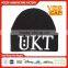 Black Pink Knit Beanie Hat With Top Ball