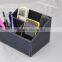 Manufactory direct supply pu/genuine leather customer desk storage box, pen holder with customer design