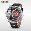 luxury mens genuine leather band japan movt quartz watch stainless steel back