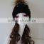 USA Style New Design Knitted Beanie Cap With Raccoon Fur Ball Multicolor Raccoon Fur Pompom Knit Hat