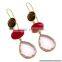 Pink Quartz Earrings- Pink Earrings- Blue Topaz Earrings- Stone Earrings- Gemstone Earrings- Rose Quartz Earrings
