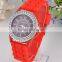 funky stylish Rhinestones Chronograph Silicone Watch display quartz wrist watch custom