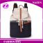 PU leather trimmings college school cannular barrel-shaped backpack canvas