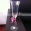 Tall stemed clear ribbed 7oz wine goblet glass