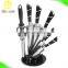 TPR handle stainless steel knife set for kitchen with sharpener scissors