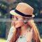 Unisex Fedora Trilby Hat Cap Straw Panama Style Packable Travel Sun Hat