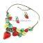 2016 Hot selling cheap fruit jewelry set resin statement strawberry necklace and cuff earrings