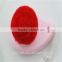 Wholesale Plastic Pink Cleansing face brush with Flower synthetic hair,Soft face wash brush
