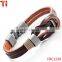 Dark Brown Genuine Leather Nautical Knot Bracelet with Silver New Secure Clasps