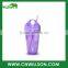 Double wall Plastic cup with straw/16oz plastic straw tumbler