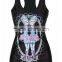 Wholesale Pinky Ladies With Corsets Printed Black stringer tank top for women