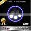 60W 7" Round LED Headlights dual sealed beam Hummer Jeep Wrangler CJ TJ JK Prewired with hola angle eyes