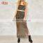 2017 Women Maxi Dresses for Party Wear Sheer Scoop Neckline Slip Dress