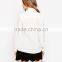 China Factory OEM ODM 2015 New Fashion Customized Point Collar Keyhole Blouse With Contrast Tie