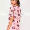 Custom Full Print Women Oversizes V Neck Pink Lip Print Nightshirt Roll Sleeve Causal Loose Sleepwear