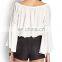 CHEFON Off the shoulder white free patterns of blouses ladies